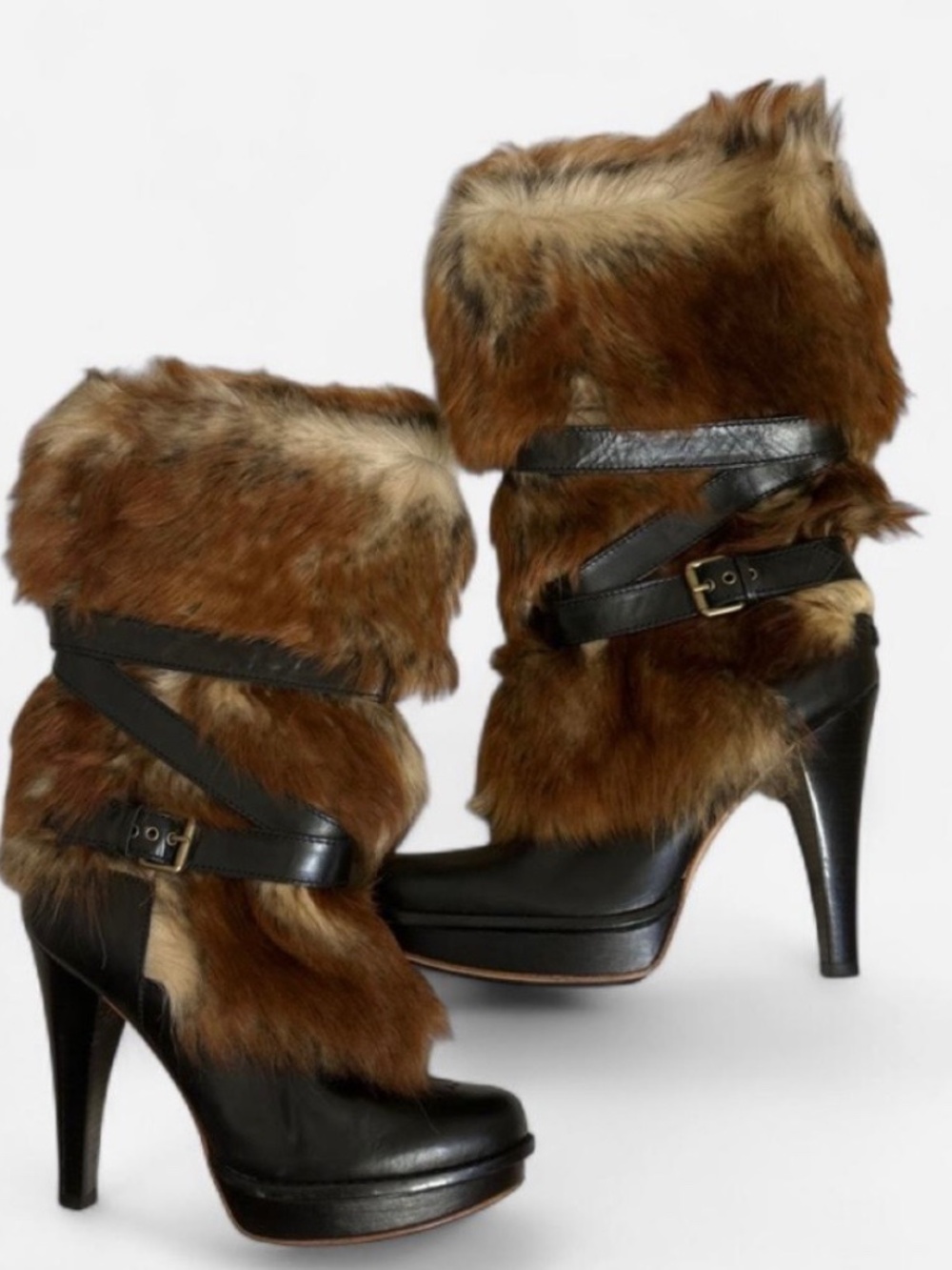 UGG mid calf fur heel boot